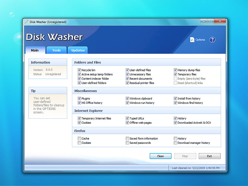 Disk Washer software