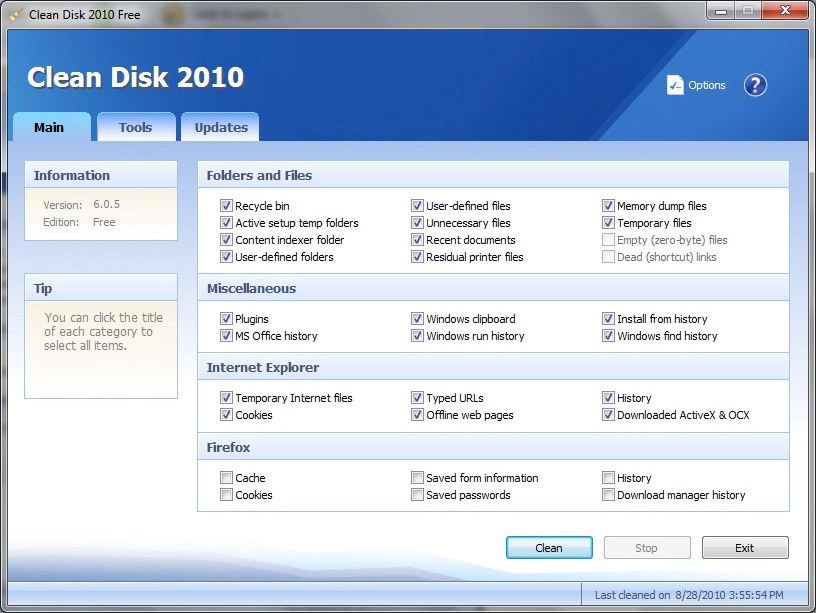 Clean Disk 2010 screen shot